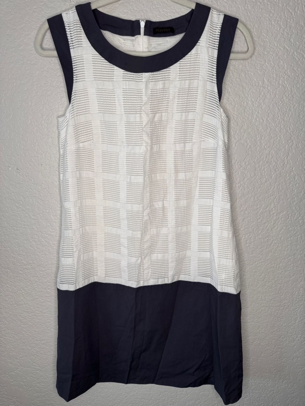 Peserico Italian Made Textured Cotton Shift Dress White Grey Size 40 Italy - Picture 2 of 7